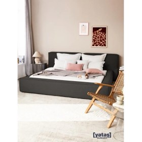 Resim Most Mollior Bazalı Karyola Koyu Antrasit Keten Kumaş 180 x 200 cm . Yatak Içindir (Kurulum Dahil) 