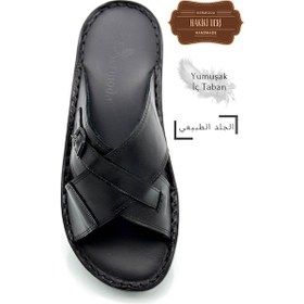 Resim Hakiki Gerçek Deri Erkek Terlik Hafif Terlik Deri T Siyah T Siyah 