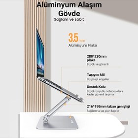 Resim Juo Alüminyum Notebook Standı Yükseklik Ve Eğim Ayarlı Ergonomik Metal Laptop Standı 