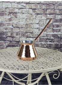 Resim Kalın Dövme Topak Bakır Cezve 5 Fincanlık 