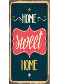 Resim Home Sweet Home (10 CM X 20 CM) mini retro ahşap poster 