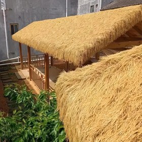 Resim Yangına Dayanıklı Yapay Çim Çatı, Meksika Tarzı Palapa'lar ve Tiki Barları ile Plaj Temalı Dekorasyonlara Uygun, Su Geçirmez ve Kolay Kurulumlu, Kauçuk Tabanlı Dayanıklı PE Malzeme, Sentetik Saman Rulolar - Patio, Bahçe, Gazebo ve Peyzaj Duvar Süslemesi için Plastik Sahte Meksika Palmiye Çatısı, Dayanıklı Yapay Çim 
