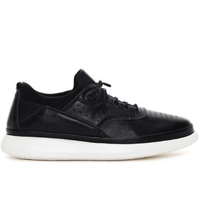 Resim Men's Black Lace-up Leather Sneaker 