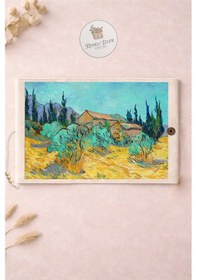 Resim Kitap Kılıfı Ve Metal Kitap Ayracı Seti Van Gogh Kulübeler 