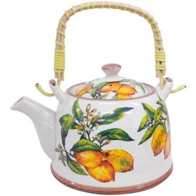 Resim Morponi Hasır Saplı Porselen Mulan Demlik Limon Model 800 Ml Beyaz 