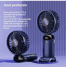 Resim Taşınabilir El Tipi Vantilatör 3000mah Katlanabilir Boyun Desteği Ve Mavi, 