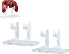 Resim JDS Şeffaf Akrilik Evrensel Kumanda Standı PS4, PS5, Xbox Anahtar Konsolları için - Depolama, Düzenleme ve Ekran için Oyun Denetleyici Tutucu - 2'li Paket 