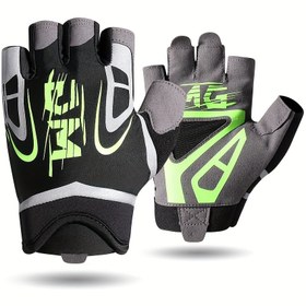 Resim Erkek Nefes Alabilen Yarım Parmak Bisiklet Eldiveni - Ayarlanabilir saç tokası ve Döngü Kapatma, Neon Yeşil ve Siyah Tasarım, Yaz Bisikleti için Hafif Dayanıklı Kumaş, Bisiklet Aksesuarları, Açık Hava Sporları Ekipmanı, Şık Eldiven Tasarımı, Rahat Eldiven Malzemesi 