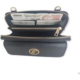 Resim BC Barse Collection Kadın Cüzdan Ve Omuz Çantası Siyah Telefon Bölmeli Hakiki Deri 