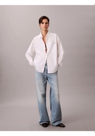Resim Calvin Klein Pamuklu Poplin Rahat Kesim Dokuma Kadın Beyaz Gömlek Lv047f147g-yaa Beyaz 