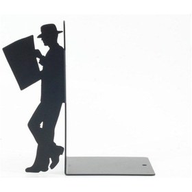 Resim Gazete Okuma Desenli Metal Kitap Desteği - Kitap Tutucu - Ev Ve Ofis Dekoratif Aksesuar 2 Li Set 