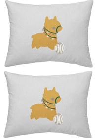 Resim Maki %100 Pamuklu Lama Gri 2 Adet 50X70 Yastık Kılıfı 