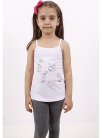 Resim Toontoy Kids Toontoy Kız Çocuk Kedi Baskılı Atlet Beyaz 
