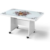 Resim Ekonomik Tekerlekli Camlı Orta Sehpa 103X63X60Cm 