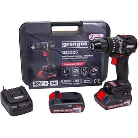 Resim Grangos GCD25-T2 20V 2 Ah Çift Akülü Darbeli Kömürsüz Matkap 65 NM 