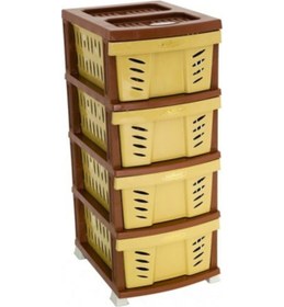 Resim Sağlam Plastik Elegant Delikli Komidin (4 Çekmeceli Sebzelik) çöl 