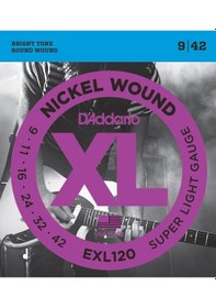 Resim D'addario Exl120 Nickel Wound. Super Light Takım Tel Elektro Gita 