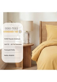 Resim Prime Sleeks Harmony %100 Pamuk Çift Kişilik Nevresim Takımı, Sarı Sarı 