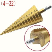 Resim 1 Adet Titanyum Kaplamalı Yüksek Hız Çeliği Basamak Matkap Ucu 4-12mm - Ahşap ve Metal Delme için, Profesyonel & DIY Projeler İçin Dayanıklı Hassas Kesim Aleti, Çok Yönlü Delme, Net Ölçüm İşaretleri, Titanyumlu Çelik 