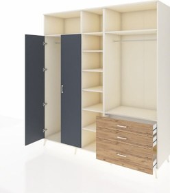 Resim Kronos Dolap 9 Raflı 3 Çekmeceli 2 Askılı 220x59x243 Aytaşı-antrasit/çam Çok Renkli 