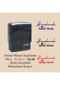 Resim Handmade With Love Yazılı Kaşe , Tam Otomatik Kendinden Mürekkepl 
