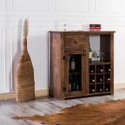 Resim Eymense Bordo Ladin Ahşap Mini Bar Konsol 