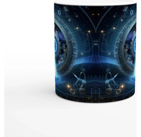 Resim Kova Burcu Baskılı Kahve Kupası - Zamanın Çarkları Astroloji Mekanizması Vs3 