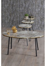 Resim Zigon Sehpa Ve Orta Sehpa Elips Set Siyah Metal Ayak Çift Altın Efes Diğer 