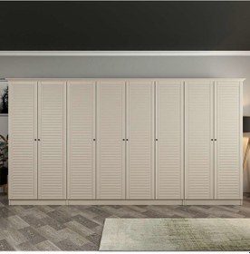 Resim Kale 8 Kapaklı 2ç Taçlı Dolap Kumtaşı Mebran Panjur Kumtaşı 210cm Bej 