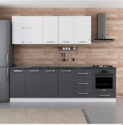 Resim Minar 265 Cm Mutfak Dolabı Beyaz Antrasit 265-A6 Beyaz 