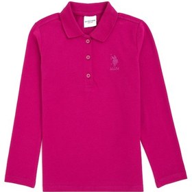 Resim U.S. Polo Assn. Kız Çocuk Fuşya Polo Yaka Basic Sweatshirt 50296377-VR023 