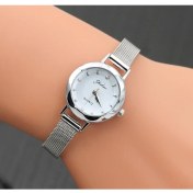 Resim Hanyang Gümüş Yeni Kadın Küçük Saatler Bayanlar Altın Rahat Kuvars Bilezik Izle Kadın Metal Örgü Paslanmaz Çelik Elbise Saatler Relogio Feminino (Yurt Dışından) 
