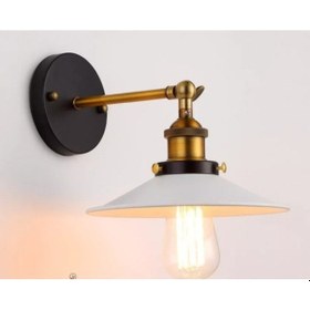 Resim Mylights Retro Rustik Mafsallı Beyaz Zbaşlıklı Metal Aplik Siyah 