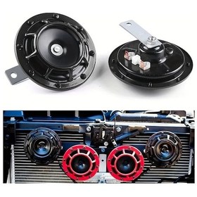 Resim Dashanshop 2 Adet Ultra Yüksek Sesli Metal Korna Seti Araba Ve Motosiklet İçin Siyah 