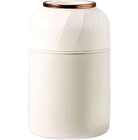 Resim 500ml 304 Çelik Çocuk Termos Bardak, Isı Saklama Ve Yemek Izgarlama Fonksiyonu, Beyaz Renk Siyah Siyah 