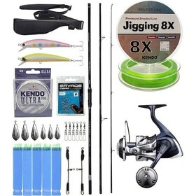 Resim Yekoutdoor Yüksek Performans Okuma Ceymar Surf 4,30 M 100-250 Gr 3 Parça Surf Kamışı&shimano Twin Power 8000 Sw C Pg Jig Olta Makinesi 1 Adet 