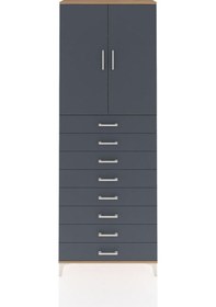 Resim Arges Dolap 3 Raflı 8 Çekmeceli 2 Kapaklı 88x30x243 Çam-antrasit Çam 