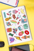 Resim NeoPrint Şirin Nostaljik Renkli Retro Temalı Laptop Telefon Tablet Sticker Seti 
