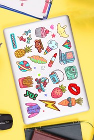 Resim NeoPrint Şirin Nostaljik Renkli Retro Temalı Laptop Telefon Tablet Sticker Seti 