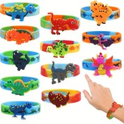 Resim 12 Parça/Set, 3D Dinozor Silikon Bileklik Parti Hediyesi, Orman Temalı Doğum Günü Partisi Malzemeleri İçin Uygun, Dinozor Silikon Bilezikler, Dinozor Temalı Tatil Hediyeleri, Halloween ve Noel 