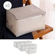 Resim 5'li Küçük Boy Gri Çizgili Stuff & Things Hurç Set 30 X 22 X 18 Cm Ocean Home Textile