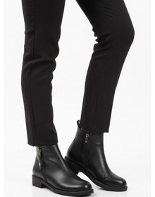 Resim Siyah Cilt Polarlı Kaymaz Taban Kadın Topuklu Bot 224581 Z Siyah 