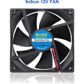 Resim DC 12V FAN 90x90mm 9025 3200Rpm 9x9cm Sessiz 2 Pin Fırçasız 
