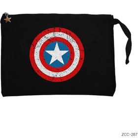 Resim Captain America Kalkan Siyah Clutch Astarlı Cüzdan / El Çantası - Siyah 