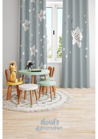 Resim Tatlı Yıldız Desenli Baskılı Çocuk Ve Bebek Odası Fon Perdesi 2 Kanat - Prd-13 Çok Renkli 