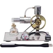 Resim Usb Bağlantılı Ve Gece Lambalı L Şeklinde Stirling Motoru Modeli, Stirling Motoru Modeli Eğitici T . 