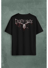 Resim Death Note Oyun Ölüm Notu Sırt Ön Baskılı Oversize Tişört Unisex T-shirt 001 