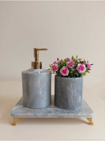 Resim Sümeyra Marble Art Bera - Gri Mermer Banyo Seti Ayaklı 3lü 