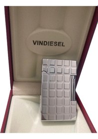 Resim Vindiesel Dupont tarzı Kare Desenli Gümüş Renk Çakmak 909161 