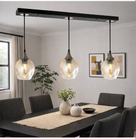 Resim Tt606-3s-sy-esk Tt Ayd. Mat Siyah - Eskitme 3 Lü Basık Cam Avize Siyah - Eskitme 